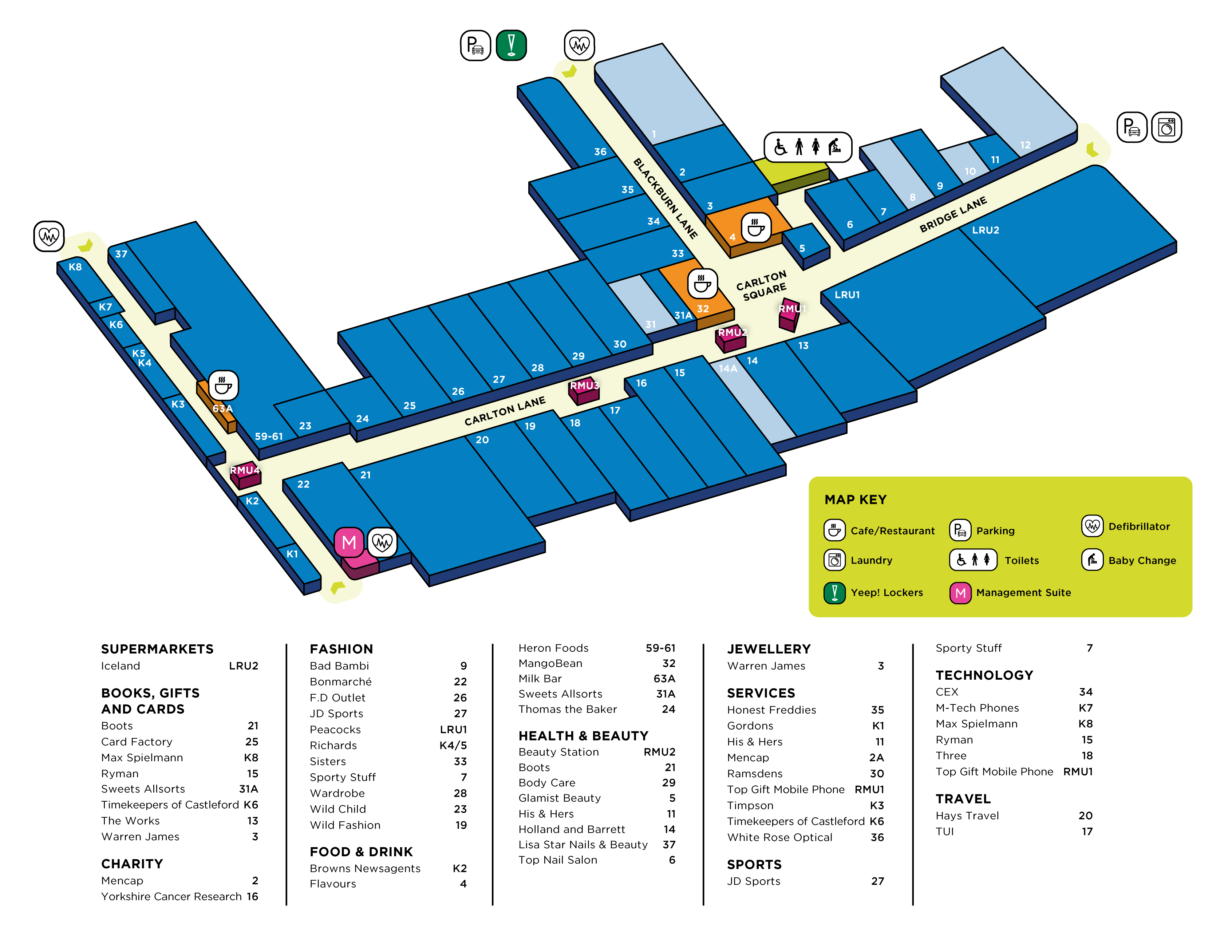 Carlton Lanes Centre Map