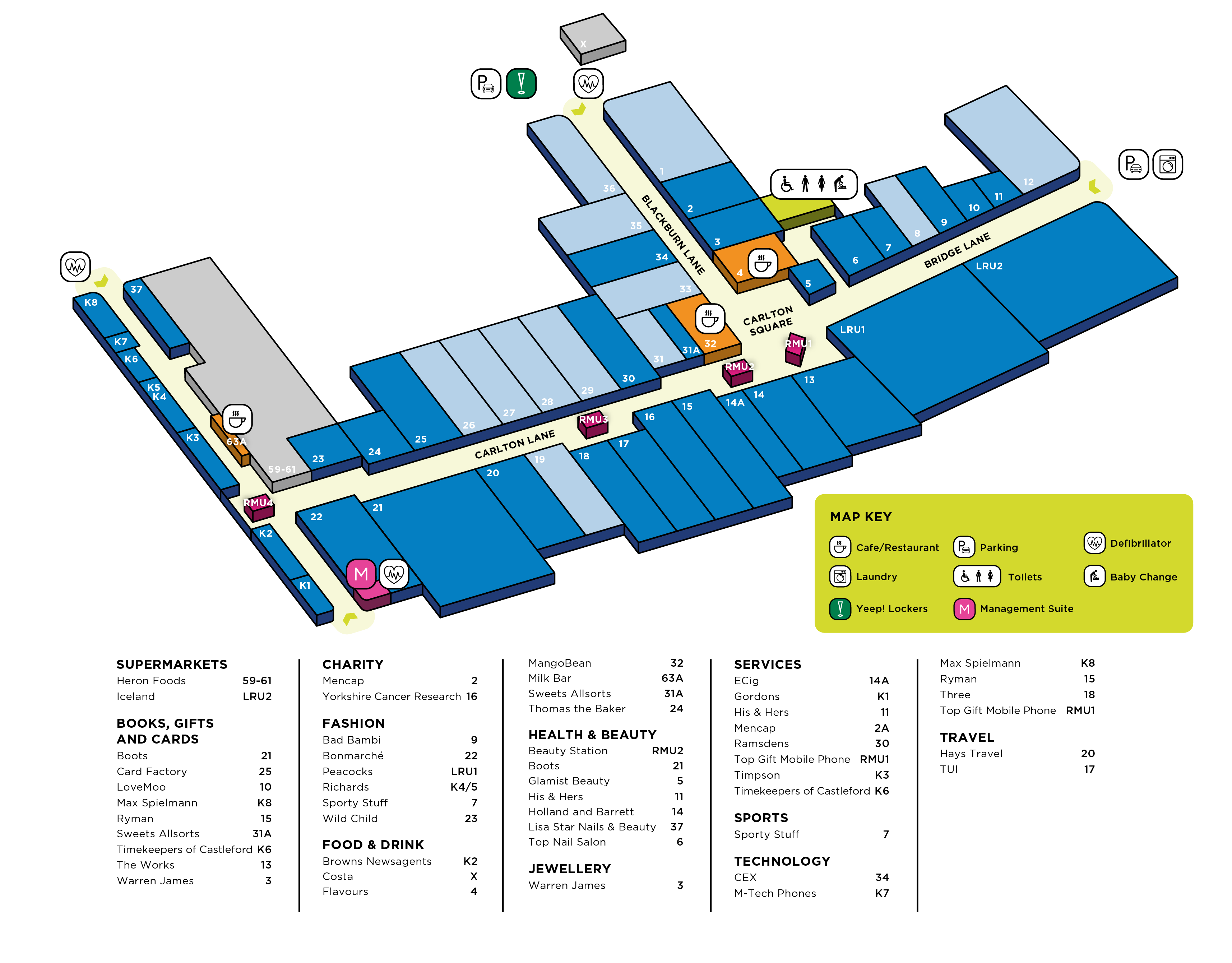 Carlton Lanes Centre Map