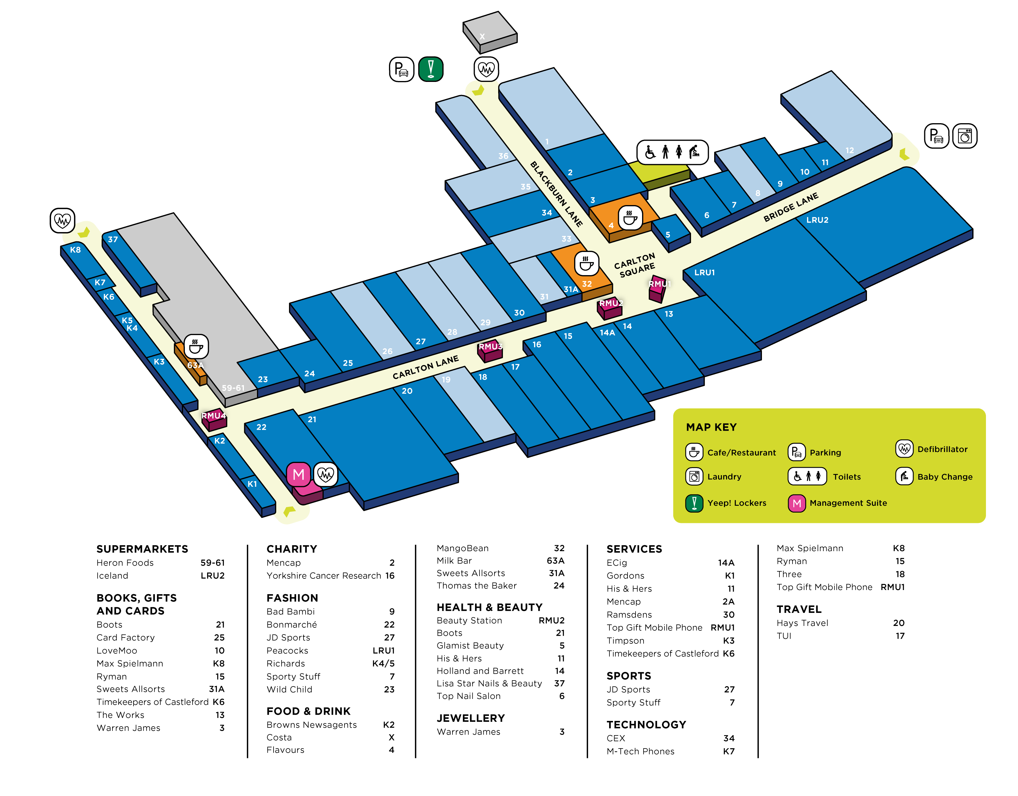 Carlton Lanes Centre Map