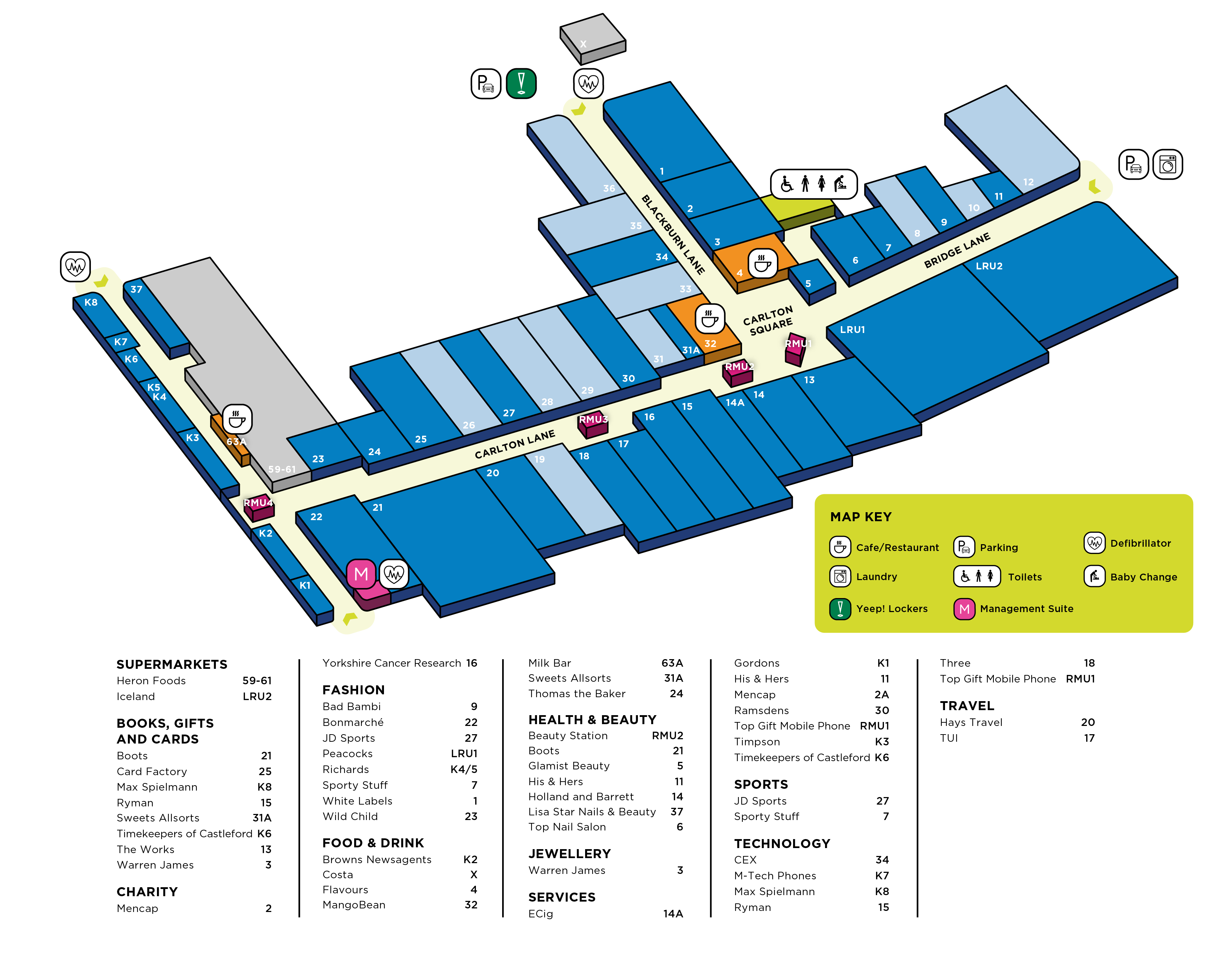 Carlton Lanes Centre Map