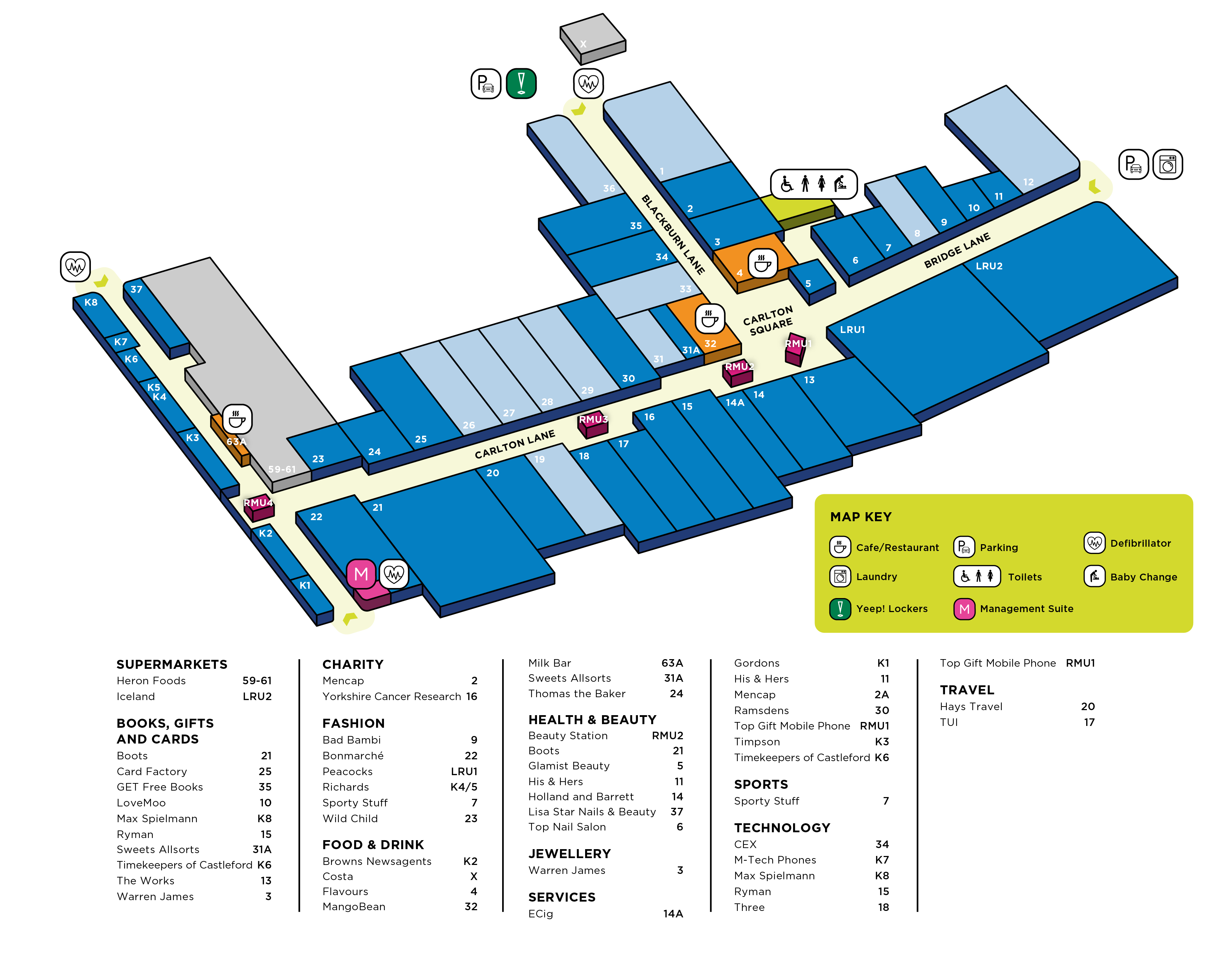 Carlton Lanes Centre Map