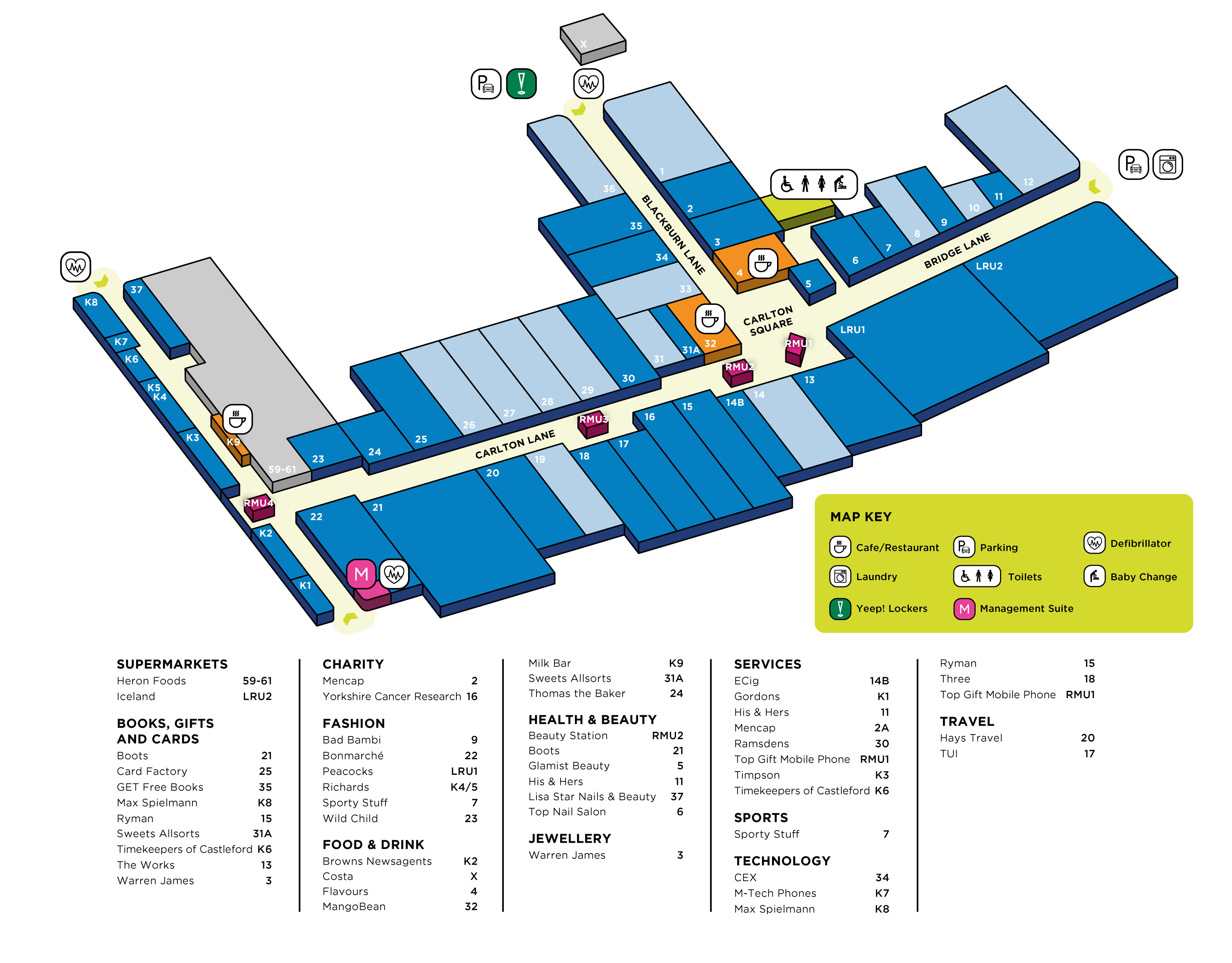 Carlton Lanes Centre Map