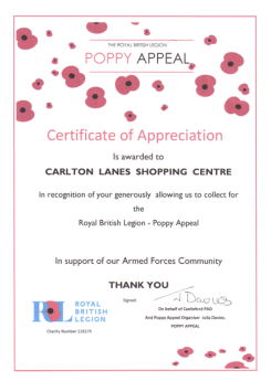 Royal British Legion - Poppy Appeal success